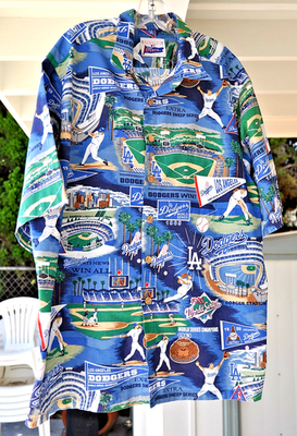 Reyn Spooner LA Dodgers Baseball World Series Champs Blue Hawaiian