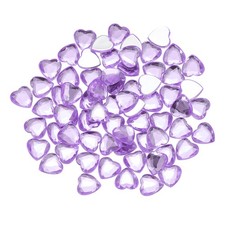 Acrylic Heart Rhinestone 12mm Flat Back Plastic Gems Sticker Light Purple 100Pcs
