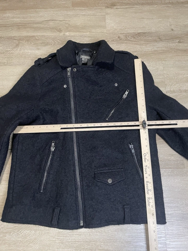 H&M Divided Coat Men's Size L Cargo Full Zip Motorcycle Black Long Sleeve Shirt - Image 4 of 4