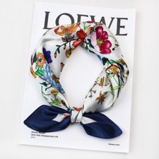 100 Silk Scarf Shiny Bandana Women Fashion Flower Kerchief Headband Turban 53cm