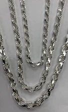  925 Solid Sterling Silver Handmade Rope Chain/Necklace Men's 7, 8 & 9mm 20-30" 