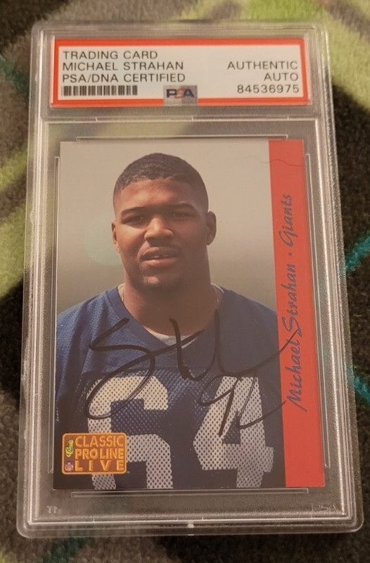 Michael Strahan signed autographed 93 Proline Football Rookie Card IP Auto PSA