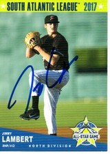 Jimmy Lambert 2017 Kannapolis South Atlantic League Top Prospect Signed Card