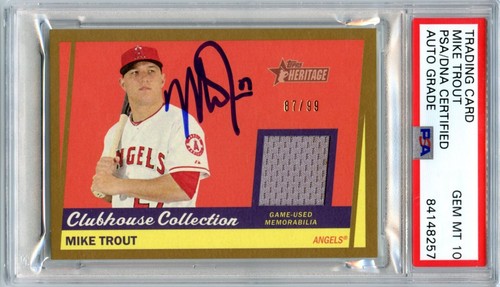2016 Mike Trout Signed Auto Heritage Clubhouse Relic /99 PSA DNA AUTO 10 MINT