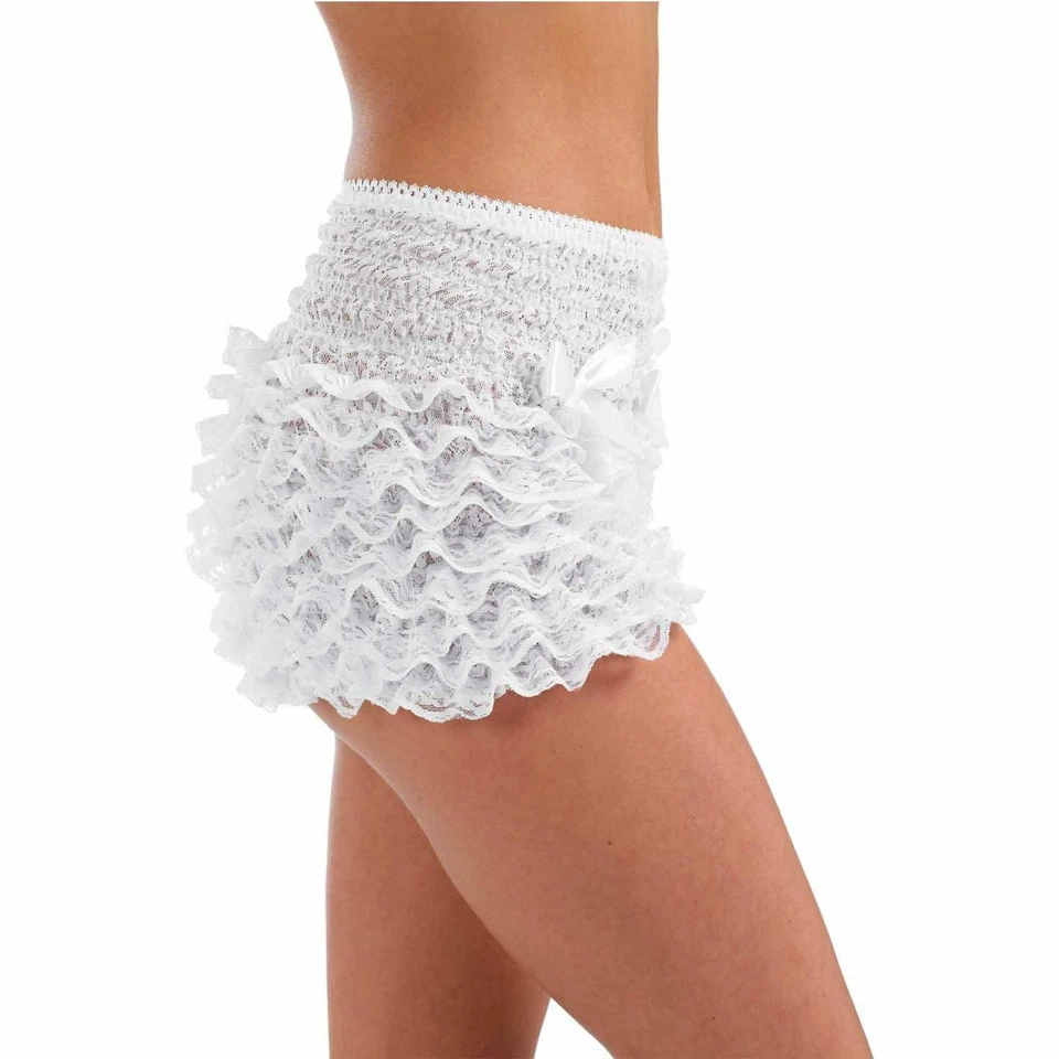 Para mujer Pantalones Cortos con Volantes Blancos Adulto Burlesque Volantes Para Elegante Vestido Disfraz Foto 2 de 3