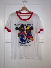 1980s Vintage Mickey  Minnie Mouse Bootleg Ringer Style T-Shirt size small S