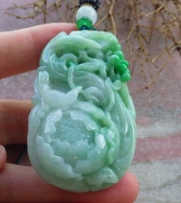 Certified Green Grade A Jade jadeite Pendant Phoenix Bird Flower 鸟语花香 666539 AS