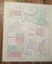Antique Colored MAP - MEMPHIS, PERRY, BRONSON or BOURBON CO 1887 KANSAS ATLAS