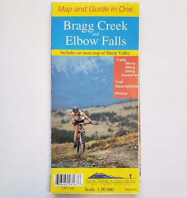 Bragg Creek and Elbow Falls Map by Gem Trek Publishing 1:50 000 Scale VTG 1999