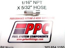 1/16" NPT to 5/32" barb slip on hose fitting, Polished Silver Alum  Boost Ref