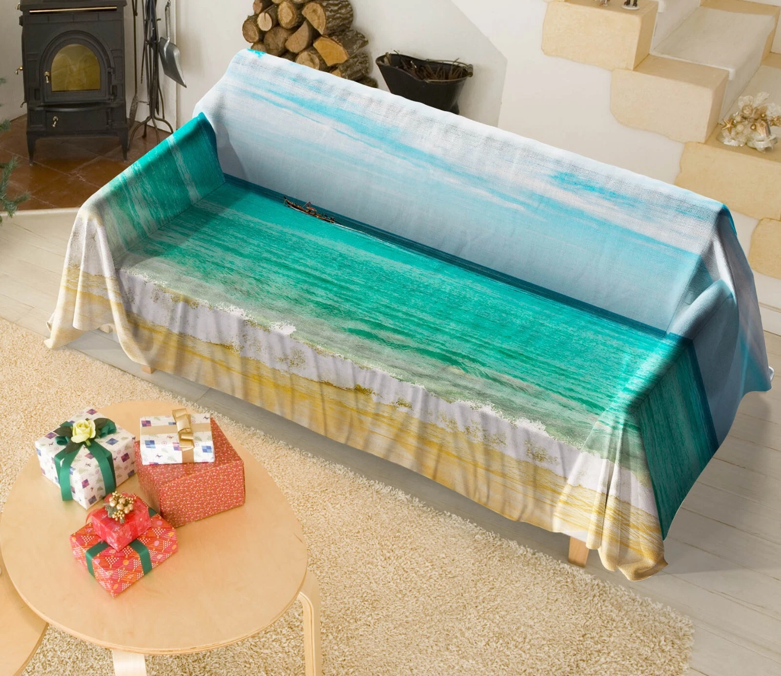 3D Green Spray N2835 Sofa Cover High Stretch Lounge Slipcover Protector Couch