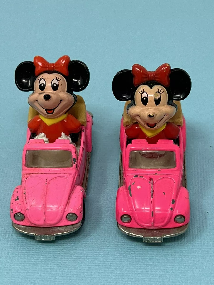 Vintage Tomy Minnie Mouse VW Beetle Bug Toy Cars Walt Disney