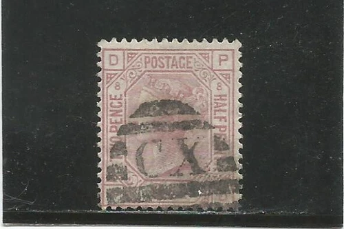 GREAT BRITAIN n° 56 2½d. carmine pink globe watermark pl.8 1875 used value 60 €