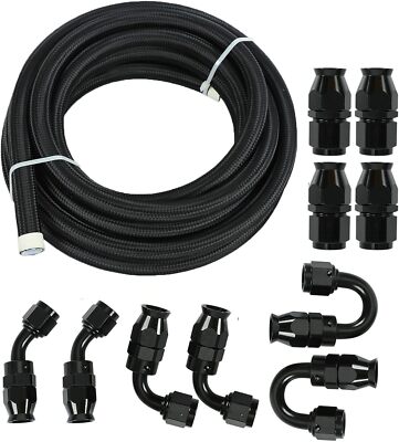 6AN-8AN-10AN Nylon Braided PTFE Fuel Line 10FT-20FT Fitting for Fuel Supply Line