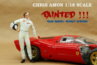 CHRIS AMON PAINTED NAKED +HELMET HEAD HOT WHEELS SPARK CMC EXOTO 1:18