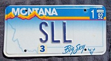 MONTANA VANITY LICENSE PLATE " SLL " STEVE STAN SUE STU LONG LANG LIVINGSTON