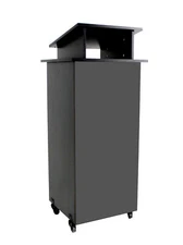 Black Wood Podium Pulpit Lectern Event Debate Speech School Mobile Wheel Castors