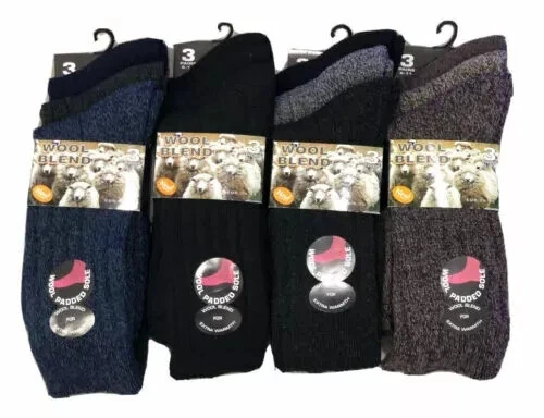 12 Pairs Men's Thick Wool Socks Winter Walking Warm Thermal Comfy Socks 6-11,NEW