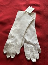 White VINTAGE Cotton GLOVES Van Raalte Size 6 1/2 Scalloped Edge