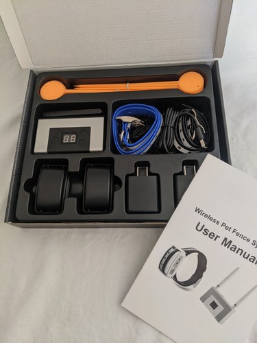 Wireless Electronic Pet Fence System Model PF-07 Black Set of 2 Collars