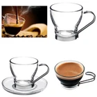 6 Cups Glass Coffee Cups Clear Espresso Cappuccino Bar 779
