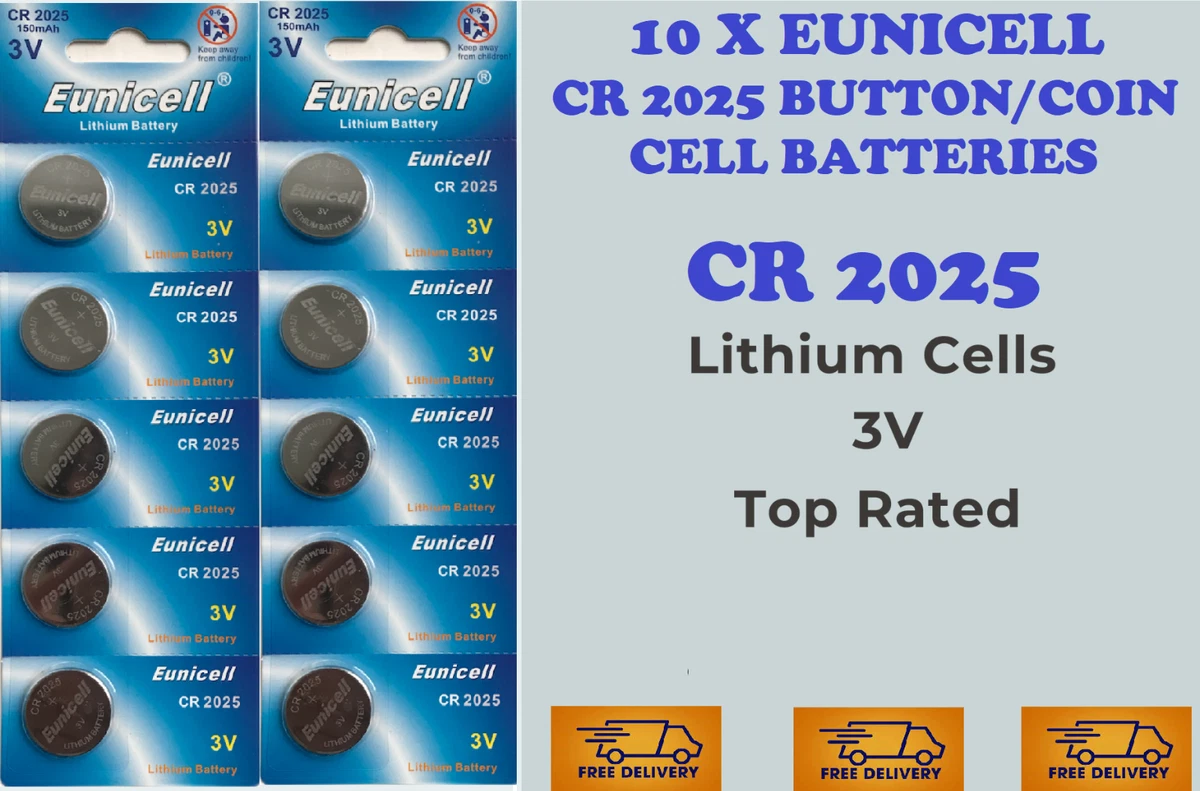 X Eunicell CR2025 Batteries 5003LC 3V Button Coin Cell