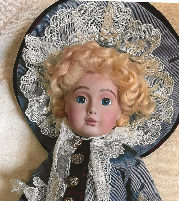 NEW American Artists Victorian doll Hailey 18" porcelain  NECKLACE HAT CERT box