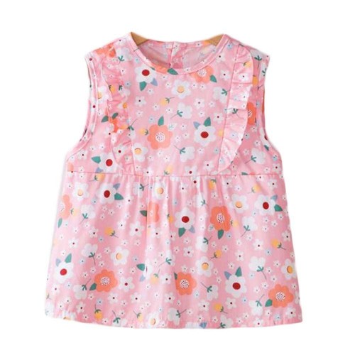 Pink Flora Baby's Inner Waterproof Apron Eating Smock Girl's Princess Smock