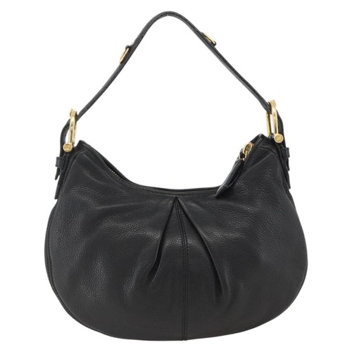 BURBERRY Shoulder Bag Leather Black Gold Auth 174317A - Afbeelding 2 van 24