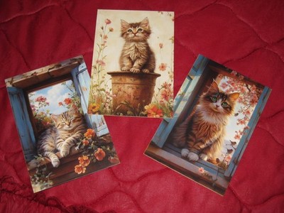 Blanc-Karten 3er Set * Tiere * Katzen und Kätzchen * Scrapbookioder Junk-Jou