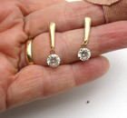 10K Yellow Gold Clear Stone Drop Dangle Earrings 1.3 Gr [E376] — photo 6