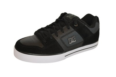 DC Shoes Pure SE Gr. 41 low Schwarz / Grau Leder / Textil Skater Schuhe Sneaker