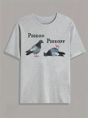 Pigeon Pigeoff Funny Bird Graphic T-Shirt Cute Pun Humor Tee