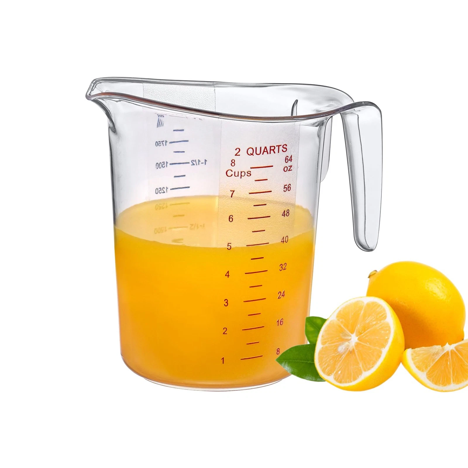 64-Ounce Plastic Measuring Pitcher 1-Pack 8-Cup 2-Quart Food-Grade Unbreakable