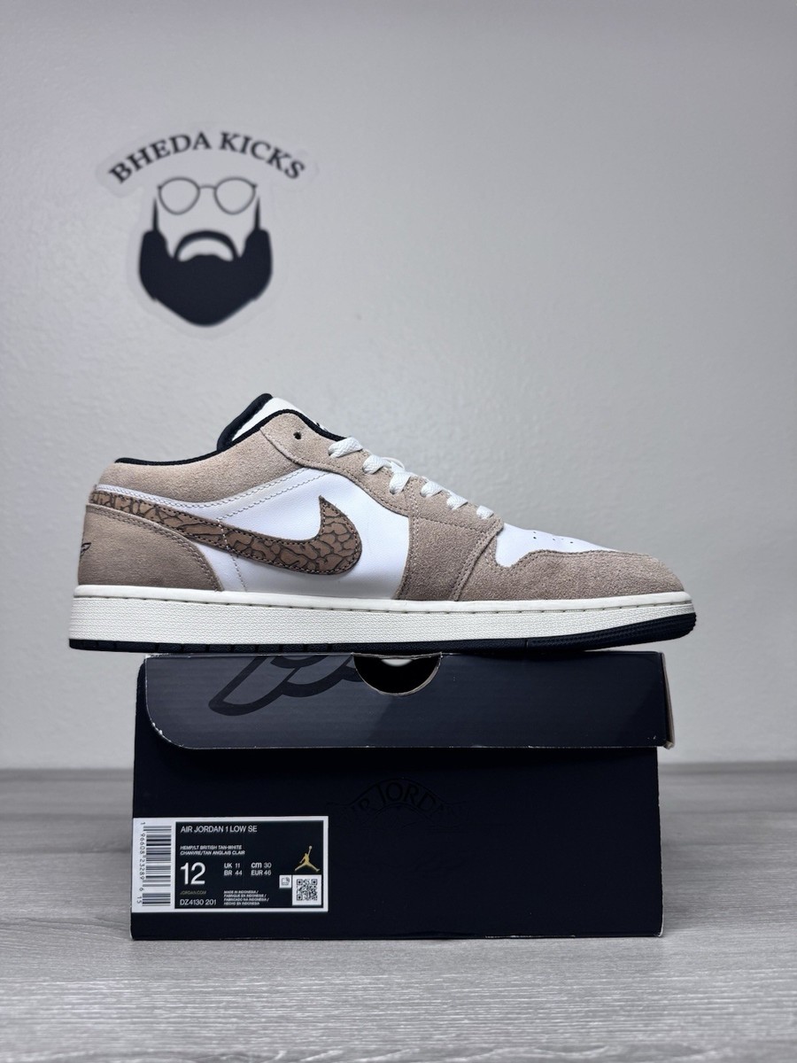 Size 12 - Nike Air Jordan 1 Low SE Brown Elephant Print DZ4130-201