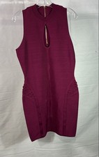 Guess Women's Pink Sleeveless Keyhole Zip Bandage Bodycon Dress Size L
