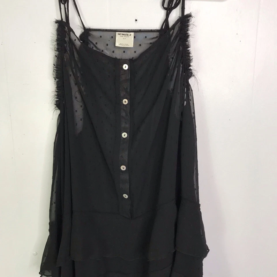 Intimately Free People Dress Womens Small Sheer Slip Polka Dot Tiered Babydoll - Image 2 of 4