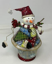 Tea Light Candle HolderColorful Metal  11" Santa Claus Christmas Figure Decor