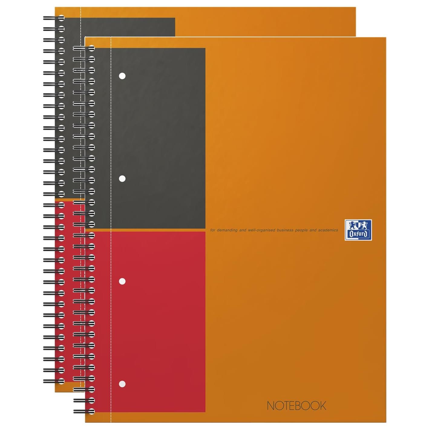 Cahier A4+ à spirales Oxford orange avec 160 pages lignées à ouverture 360°