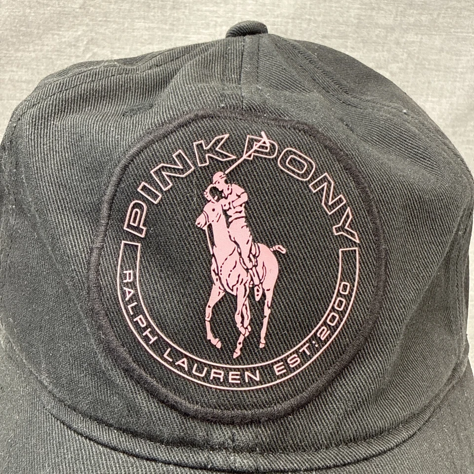 Polo Ralph Lauren Pink Pony Twill Baseball Cap - Black Pink Ladies Fit - Image 2 of 4