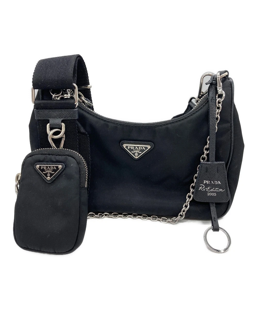 PRADA Embroidered Nylon Exterior Bags & Handbags for Women for