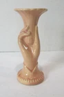 Vintage Shawnee Pottery Pink Peach Trumpet Hand Vase MCM 7" USA