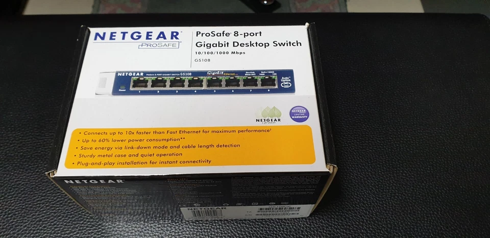NETGEAR ProSafe 8-Port Gigabit Ethernet-Switch GS108 mit OVP und Zubehör