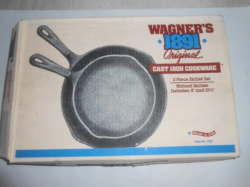 Cast iron Wagner 1891 Vintage Original 2 Piece  Cookware Set New in Box