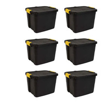 Strata Heavy Duty Storage Box 42L Pack Six Stackable Plastic Clear UK Garage Use