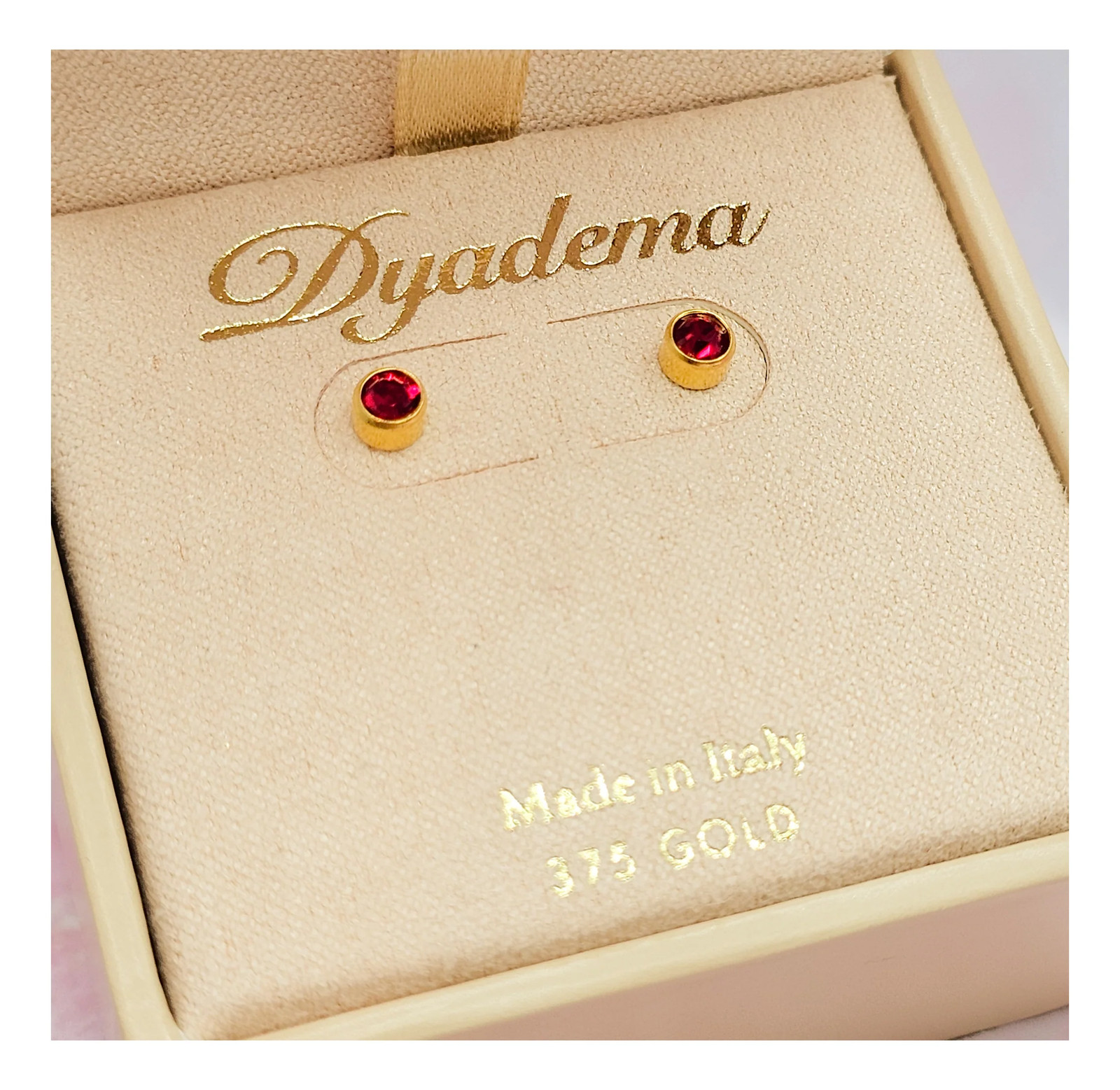 9ct Yellow Gold Ruby Red Bezel Stud Earrings - image 6