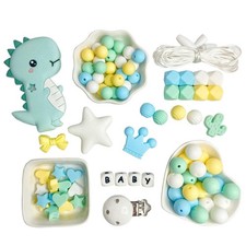Silicone Loose Beads Set Dinosaur Kit for DIY Jewerly Accessories Necklace Br...