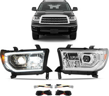 Projector Headlight Pair Compatible with 07-13 Toyota Tundra & 08-17 Sequoia Fro