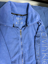 Calvin Klein Performance Women's Blue Fleece Full Zip Collared Track Jacket M