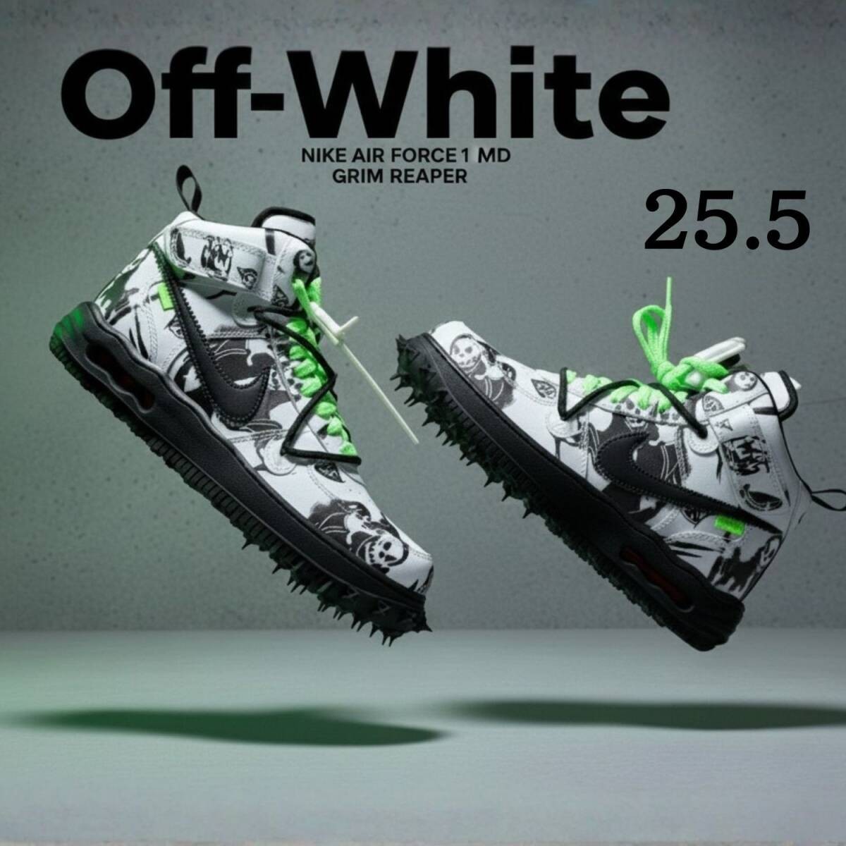25.5cm Off White Nike AF1 Mid Grim Reaper